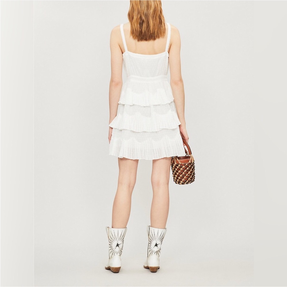 MAJE Rustivan Ruffle Dress In White Size 1 - Picture 13 of 13